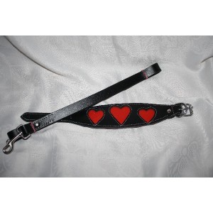 Combiné laisse et collier en cuir  pour  whippet
