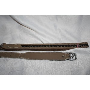 Combiné laisse et collier en cuir  pour chiot whippet