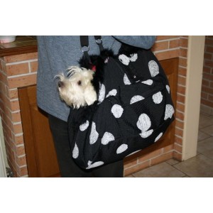 Sac de transport polyester design velours noir pour chien jusqu'à 50 cm