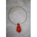 Joli médaillon en verre de murano couleur orange