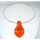 Joli médaillon en verre de murano couleur orange