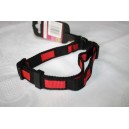 Collier en nylon noir à damiers rouges, réglable de 30 à 45 cm