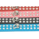 Collier en cuir avec 2 rangées de diamants swarovski, réglable de 39 à 46 cm